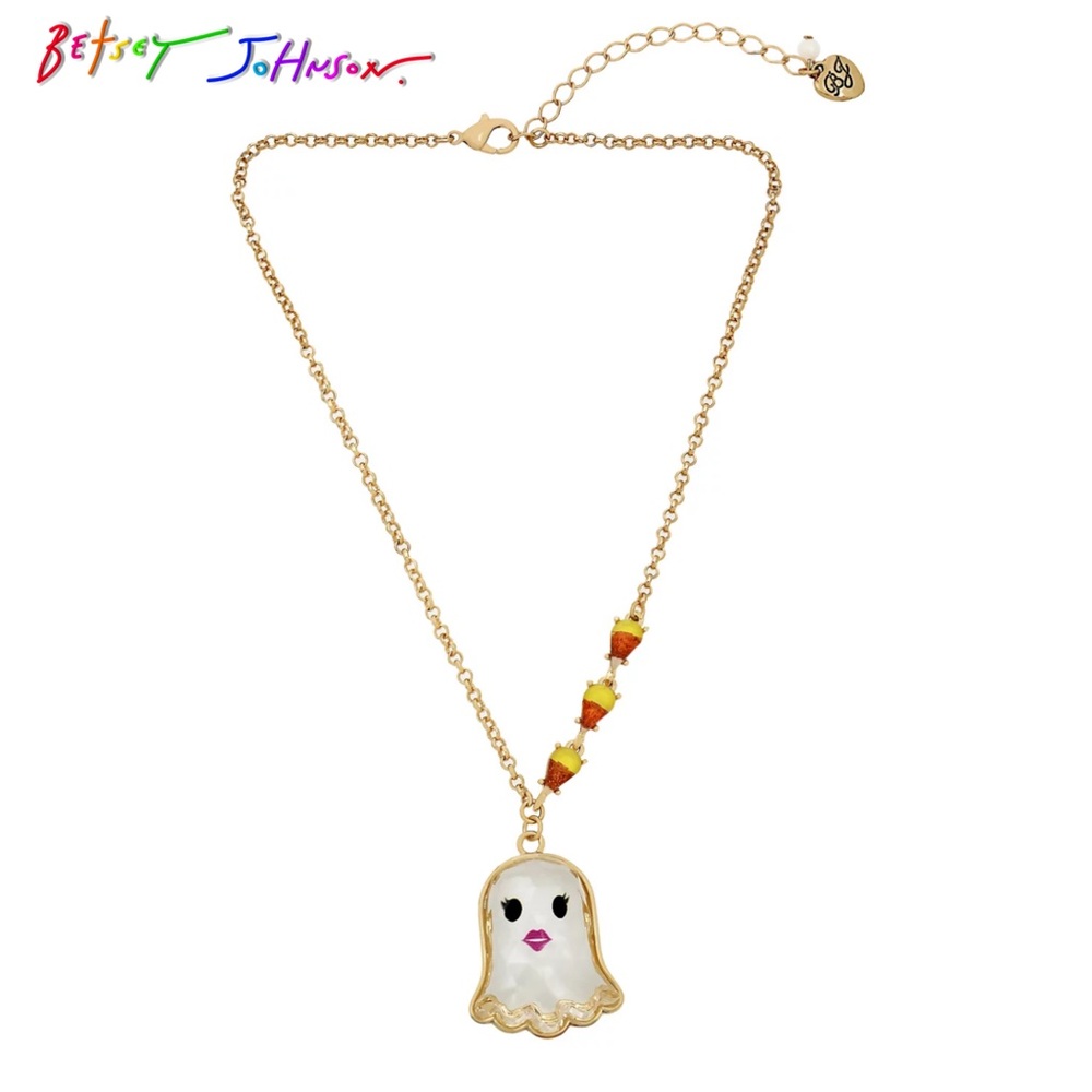 Betsey Johnson Faux Stone Ghost Pendant Necklace